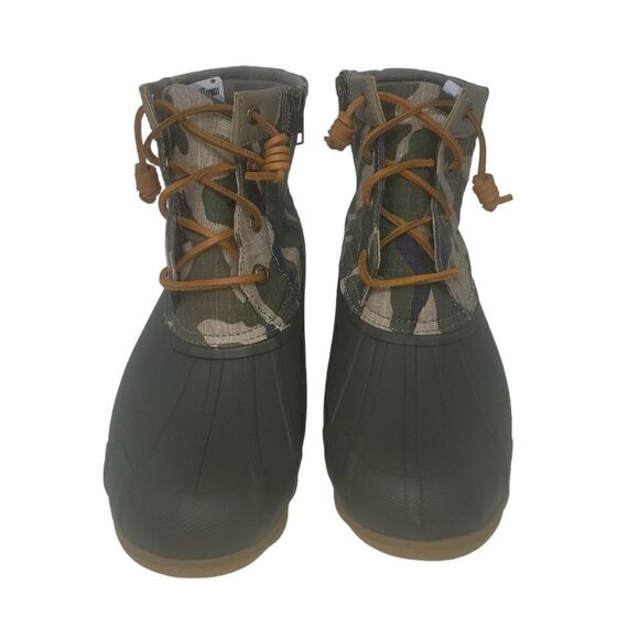 Sperry Saltwater Duck Boots Size 7.5 Olive Camo Wool Blend Upper - Picture 1 of 7